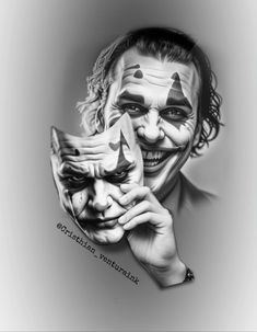 a black and white photo of a man with his face painted as the joker