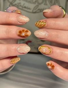 Gelish Nails Designs, Almond Nails Ideas Fall, Fall Transition Nail Colors, Short Summer Nails, Fall Manicure, Hard Nails, Nails Now, Summery Nails