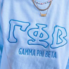 This trendy & unique Comfort Colors Funky Greek letters embroidered crewneck sweatshirt is sure to stand out on any campus! Grab one for you, your big/little, or a group of sisters Picture Details ⭑ #1-3: Chambray sweatshirt w/ Mint thread (Kappa Kappa Gamma) & Terracotta sweatshirt w/ Sunset thread (Zeta Tau Alpha) ⭑ #4: Chambray sweatshirt w/ Aqua thread (Gamma Phi Beta) ⭑ #5: Flo Blue sweatshirt w/ matching thread option (Kappa Kappa Gamma) Care Instructions ⭑ Wash inside out on cold & air dr Theta Merch, Sorority Tshirt Designs, Sweatshirt Design Ideas, Sweatshirt Inspiration, Greek Letter Shirts, Aesthetic Hoodies, Sorority Sweatshirts, Sorority Letters, Letter Sweatshirt