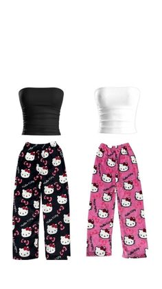 Hello Kitty Baddie Aesthetic, Hello Kitty Baddie Outfits, Hello Kitty Girl Outfit, Matching Hello Kitty Pajamas, Pijamas Hello Kitty, Pjs Hello Kitty, Hello Kitty Outfit Aesthetic, Hello Kitty Pyjamas, Hello Kitty Pijama