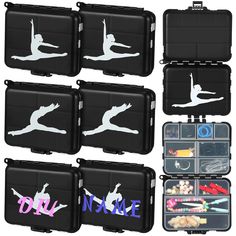 six black storage cases with white silhouettes of people doing different things in them and the words do it