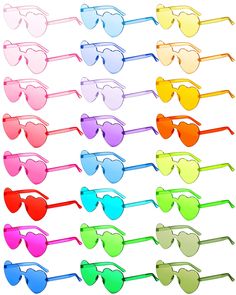 PRICES MAY VARY. Rimless Sunglasses for Kids: there are 24 pairs of heart sunglasses in 24 colors, 1 per color, available in ample quantity and rich colors to match your kids' different clothes, make them look cooler Safe and Quality: the kids heart sunglasses are composed of reliable PC lens and PC frames, which are sturdy enough to use for a long time and will be not break or deform easily, lightweight and comfortable to wear, with elasticity, easy to put on or take off Made for Children: thes Flameless Candles Wedding, Sunglasses Transparent, Rainbow Sunglasses, Greenery Wedding Decor, Heart Glasses, Party Sunglasses, Shaped Sunglasses, Table Runners Wedding, Heart Shaped Sunglasses