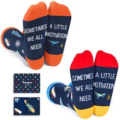 FUNNY RUNNING SOCKS: These two running socks feature running shoes, water bottles, watches, and headphones, plus a secret funny sayings "SOMETIMES WE ALL NEED A LITTLE MOTIVATION" on bottom. VERSATILE FIT: Caters to US men's 6-13 and women's 7+. Each exclusive gift box contains one pair of funny socks. PREMIUM SOFTNESS: Relish the ultra-comfortable stretch of our super soft cotton blend on your calves. GREAT GIFTS FOR RUNNERS: These funny motivational socks could be the best gift for walkers, ru Female Running, Funny Running, Running Gifts, Running Humor, Gifts For Runners, Senior Night, Running Socks, Funny Socks, Socks For Men