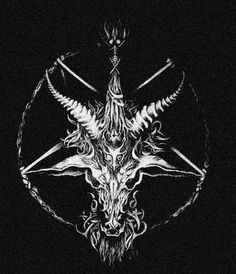 an artistic image of a horned goat head with horns and arrows on it's back