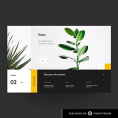 the website design is clean and modern, with minimalist elements such as plants and numbers