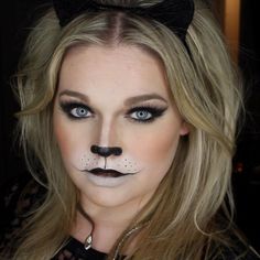 Black Cat Halloween Makeup, Kitty Face Paint, Makeup Geek Eyeshadow, Mac Eyes, Halloween Makeup Tutorial