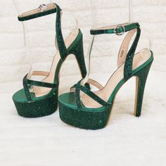 Emerald Green Heels Heels & Wedges, Emerald Green Heels Wedding, Slytherin Shoes, Dark Green Heels, Pageant Heels, Emerald Green Shoes, Emerald Green Heels, Emerald Shoes, Emerald Green Outfit