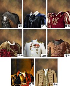 several different types of clothing are shown in multiple pictures, each with an individual's name