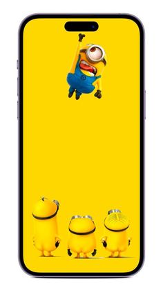 an iphone case with the image of two minion characters flying in front of them