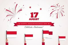 red and white fourth of july background with fireworks