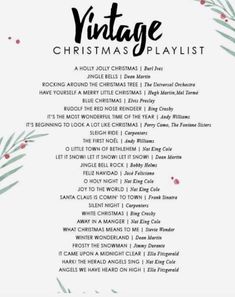 the vintage christmas playlist is shown in black and white