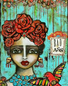 Deb Weiers, Mexican Folk Art Painting, Mixed Media Wall Art, Frida Art, Frida Kahlo Art, Aztec Art, Diego Rivera, Desenho Tattoo, Matte Painting