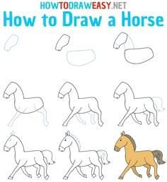 how to draw a horse step by step instructions for kids and beginners with pictures