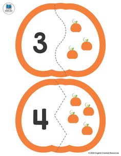 an orange and white poster with numbers for pumpkins on the opposite side, which are numbered