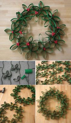 the instructions to make a christmas wreath out of paper