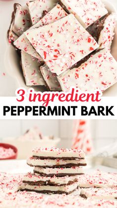 white chocolate peppermint bark with red and white sprinkles on top