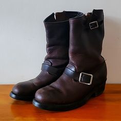 Vintage Nana Works Industrial Motorcycle Boots Urban Outfitters C. 1991-93 Original Owner Rare Rich Chocolate Brown Color. 100% Leather Silver Buckles (1 At The Top To Go Around Calf And 1 At The Ankle To Fit Around Instep). Each Buckle Has 4 Different Adjustments/Strap. Length Heel To Toe: 10 1/2" Sole Width At Ball Of Foot: 4" Bought These Amazing Boots On The 3rd Street Promedade In Santa Monica From The Urban Outfotters Store In 1991 Or 1992. I Am The Original Owner. These Are Super Sturdy, Amazing Boots That Have Been Impeccably Cared For And Regularly Maintained By A Local Santa Monica Cobbler. Worn Very Little, And Unfortunately, My Foot Has Grown Over The Years Nana Shoes, Chocolate Brown Color, Chocolate Brown Colour, Frye Boots, Shoes Vintage, Vintage Boots, Go Around, Refined Style, Motorcycle Boots