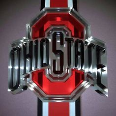 the word ohio state is surrounded by chrome letters