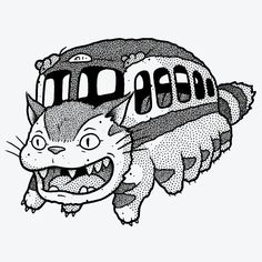 If youre a Millennial or Gen Z who grew up watching Studio Ghibli movies, its likely one of the first films you saw was 1988s My Neighbor Totoro. Are we right? If so, you definitely dreamed of taking Catbus to class instead of the regular, boring school bus. And now you can take the crazy cat everywhere with this tattoo designed by Ecuador-based artist Adrian Gibson. Cat Bus Totoro, Cat Bus, Studio Ghibli Tattoo, Ghibli Tattoo, Inkbox Tattoo, Tattoo Signs, Studio Ghibli Movies, Semi Permanent Tattoo, Dark Tattoo