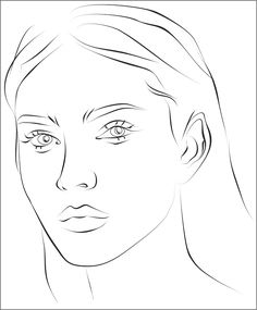 a black and white drawing of a woman's face