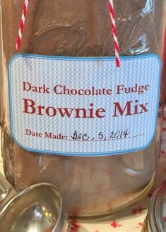 a jar filled with chocolate fudge brownie mix