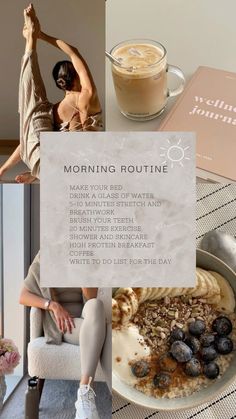 Morning routine, clean girl aesthetic, yoga, coffee, healthy, oats, wallpaper aesthetic Healthy Style Aesthetic, Clean Routine Aesthetic, That Girl Healthy Aesthetic, Dream Morning Routine, Morning Healthy Routine, Healthy Morning Aesthetic, Clean Healthy Girl Aesthetic, Better Health Aesthetic, That Girl Morning Routine Aesthetic