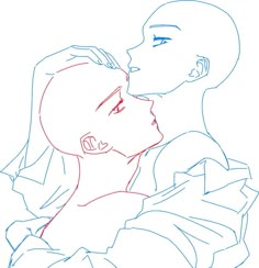 a drawing of a man kissing a woman's head with one hand on her shoulder