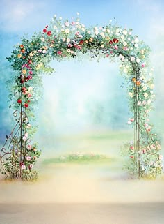 a painting of a floral arch with flowers on it