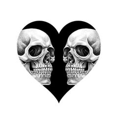 two skulls in the shape of a heart