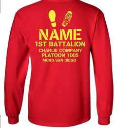 Marine Graduation Shirts, Marine Boot Camp Graduation Shirts, Marine Shirts Ideas, Usmc Bootcamp Graduation Shirts, Marine Family Day Shirts, Marine Corps Shirt Ideas, Usmc Graduation, Customizable Long Sleeve Red T-shirt, Usmc Girlfriend Shirt