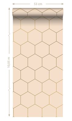 a beige wallpaper with hexagonal shapes in the center and bottom corner, on an off - white background