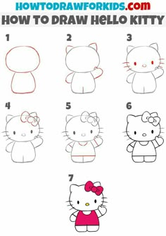 how to draw hello kitty step by step instructions for children and adults in easy steps