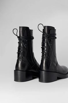 Henrica Ankle Boots – Ann Demeulemeester Ann Demeulemeester Boots, Heel Combat Boots, Boots Fall Ankle, Fall Winter Shoes, Ann Demeulemeester, Calf Boots, Cool Boots, Shoe Obsession, Dream Shoes