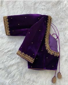 Hand embroidered ready made velvet saree blouse / crop top/stitched saree blouse usa / purple blue saree blouse/ hand embroidered blouse/zardosi blouse/velvet saree blouse/ pure silk blouse/ purple velvet maggam work blouse        It is very true that a perfect blouse is the one which makes your saree look stand out !! If you find one of such a style that you have been wanting to have then dont let it go !! we carry such unique trending blouses that instantly add a stylish look to any saree !! Velvet Work Blouse, Purple Brocade Blouse Designs, Saree Trending, Violet Saree Contrast Blouse, Lilac And Burgundy Outfit, Violet Blouse, Dark Purple Saree Blouse Combination, Velvet Unstitched Blouse For Wedding, Embroidered Velvet Fitted Choli