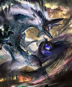 Card: Apostle of Craving Dragon Monster Art, Beast Magic Fantasy Art, Fantasy Beast Art, Fantasy Monster Art, Wolf Fantasy Art, Dark Kitsune, Bat Mythical Creatures, Wolf God Fantasy Art, Kitsune Monster Art