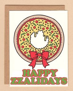 a happy holidays card with a donut on it