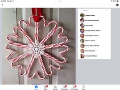 an image of candy canes in the shape of a snowflake hanging on a door