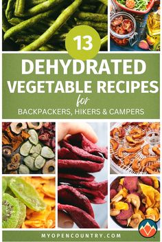 Whether you're a seasoned backpacker or a weekend warrior, these dehydrated vegetable recipes are for you. Learn how to turn simple veggies into tasty snacks and meal additions that are perfect for your next trek. Includes instructions for dehydration using an air fryer, oven, and more. Dehydrated Camping Food, Camping Menu