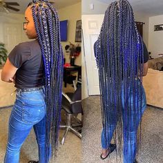 Chunky Box Braids, Blue Braids, Blonde Box Braids, Long Box Braids, Cute Braided Hairstyles, Box Braids Styling, Girls Hairstyles Braids, African Braids Hairstyles