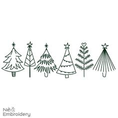 a line drawing of christmas trees on a white background