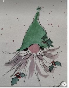 Water Colour Christmas Cards Ideas, Easy Watercolor Christmas Cards Diy, Easy Christmas Watercolor Cards, Easy Watercolor Christmas Cards, Christmas Watercolor Art, Watercolor Gnomes, Watercolor Christmas Cards Diy, Holiday Watercolor, Christmas Doodle