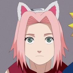 two anime characters with pink hair and green eyes