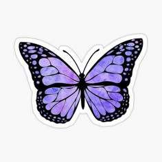 a purple butterfly sticker on a white background