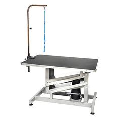 a medical examination table with a blue handle on the top and two handles attached to it