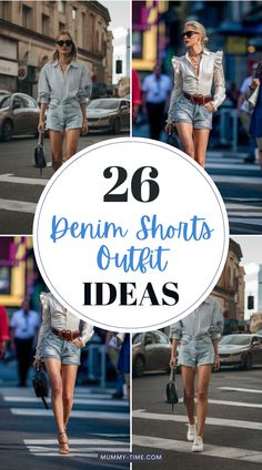 Create chic and trendy looks with our denim shorts outfit ideas! 🌸👖 Whether you're dressing for day or night, we've got the perfect outfit inspiration. These denim shorts outfit ideas will keep you on point. Check them out now! 🌟 #FashionInspo #StyleTips #DenimStyle How To Wear Denim Shorts Summer Outfits, How To Dress Up Jean Shorts, Camp Shorts Outfit, Black Jean Shorts Outfit Summer Casual, Ripped Denim Shorts Outfit, Shorts Outfits Women Over 40, Outfits With Jean Shorts, Denim Shorts Outfit Summer Casual, Styling Denim Shorts