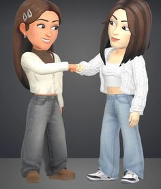 two animated women shaking hands with each other