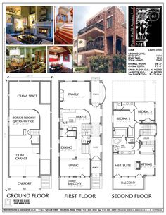 two story house plans with floor plans and measurements