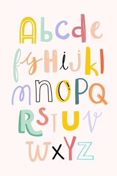 the alphabet is made up of different letters and numbers, including one letter in multicolors