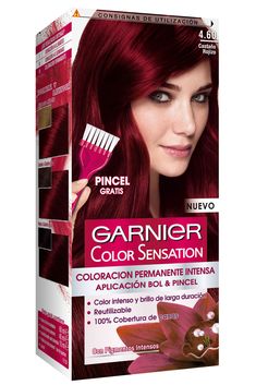 Loreal Hair Color Red, Garnier Color Sensation, Pelo Color Vino, Red Hair Dye, Burgandy Hair, Garnier Hair Color, Loreal Hair Color, Dark Red Hair Color, Red Hair Looks