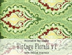 an old fashioned wallpaper pattern with the words vintage florals v 7 on it